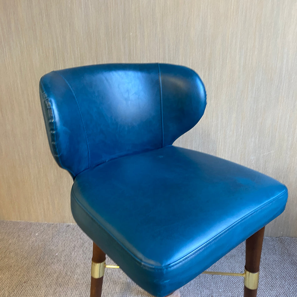 Barhocker gebraucht blau Leder Holz Stuhl