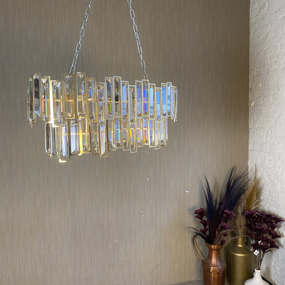 Moderner Kronleuchter golden Glas – Design Luxor oval Lampe