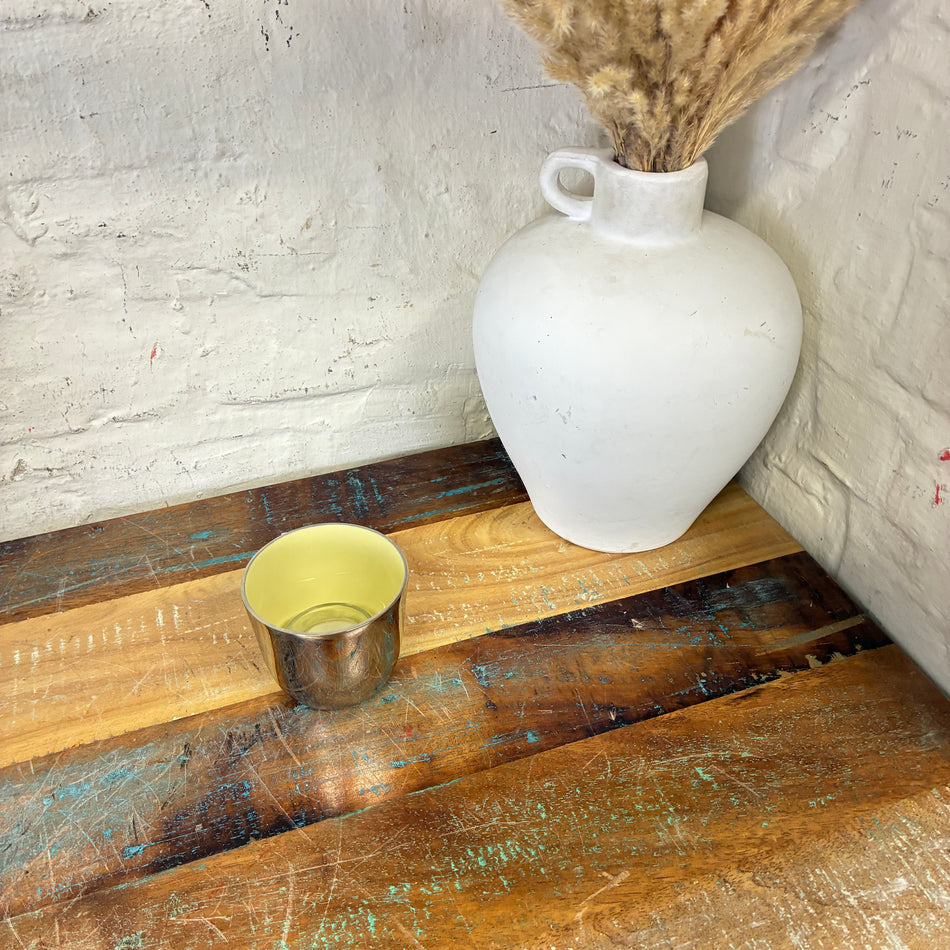 Fink Teelichthalter Sila gelb Metall 8cm