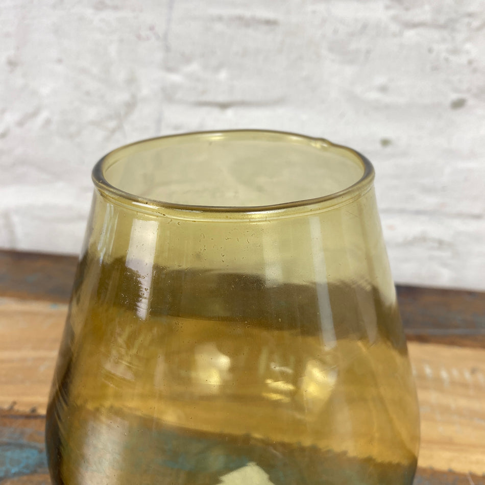 Vase gelb transparent Glas Deko 16cm Windlicht
