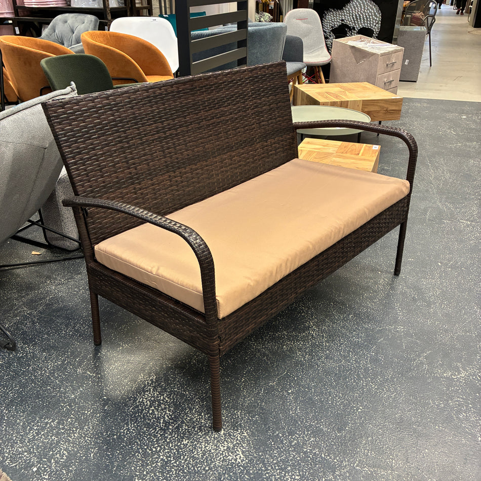 Outdoor Gartenbank braun Kunststoff Stoff