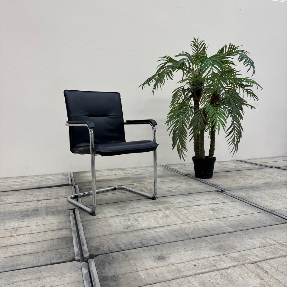 Nowy Styl Freischwinger Chrom schwarz Leder Stuhl