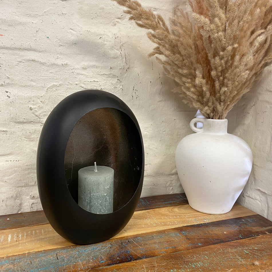 Countryfield Eggy Windlicht schwarz matt 29cm Deko