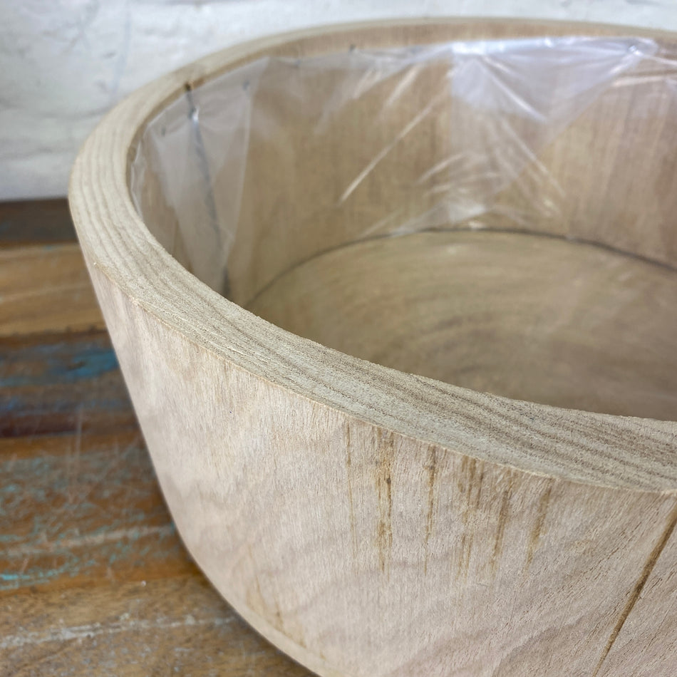 Holz Blumentopf Vollholz mit Kunststoff Beschichtung 34x13 natürlich Übertopf