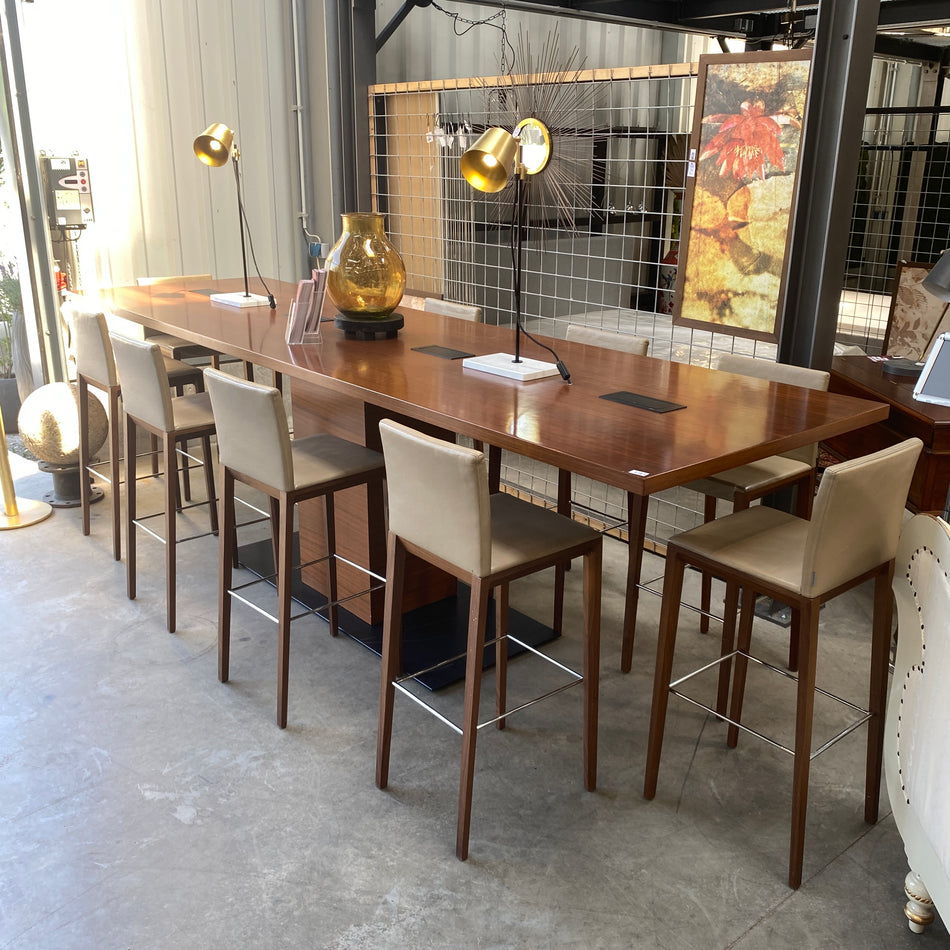 Konferenztisch gebraucht Holz furniert Stehtisch mit Tischlampen Tisch
