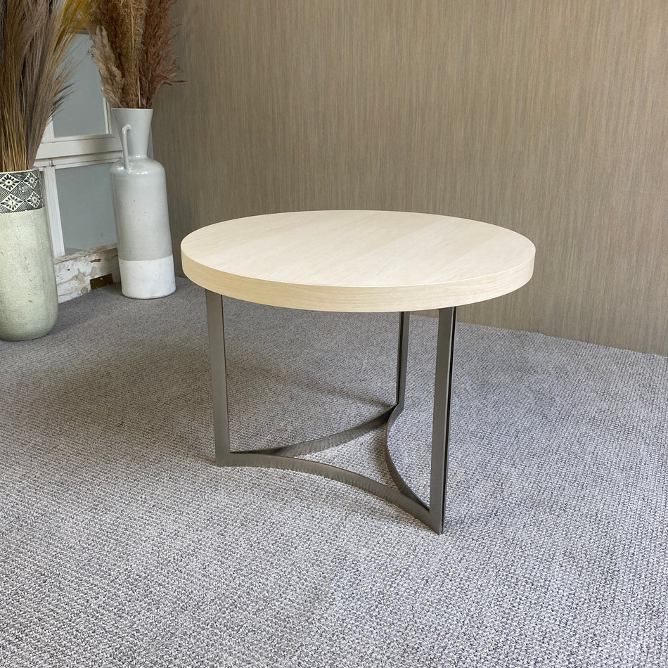 Beistelltisch rund Birke Chrom und Holz Tisch - Gästezimmer