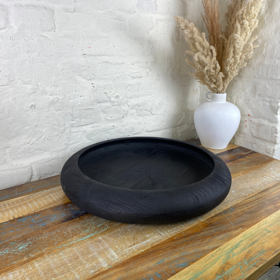 Light & Living Schale schwarz Holz rund Deko 50cm
