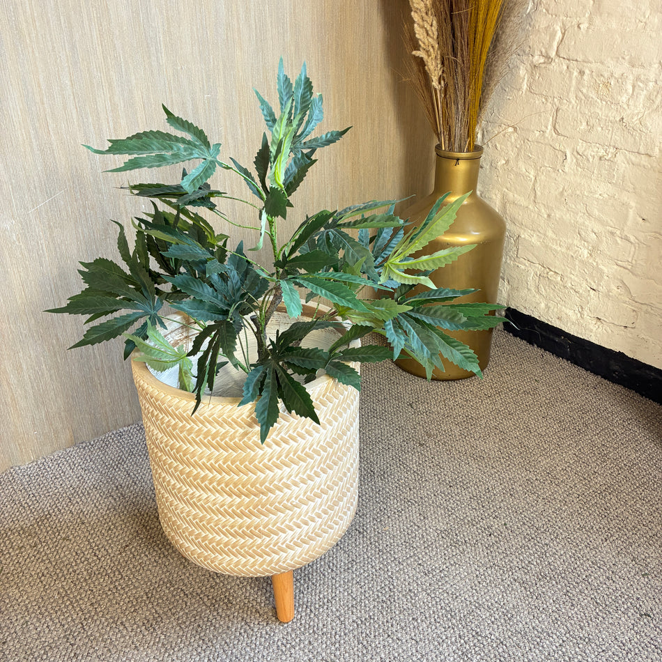 Decoris Blumentopf creme Kunststoff Holz M