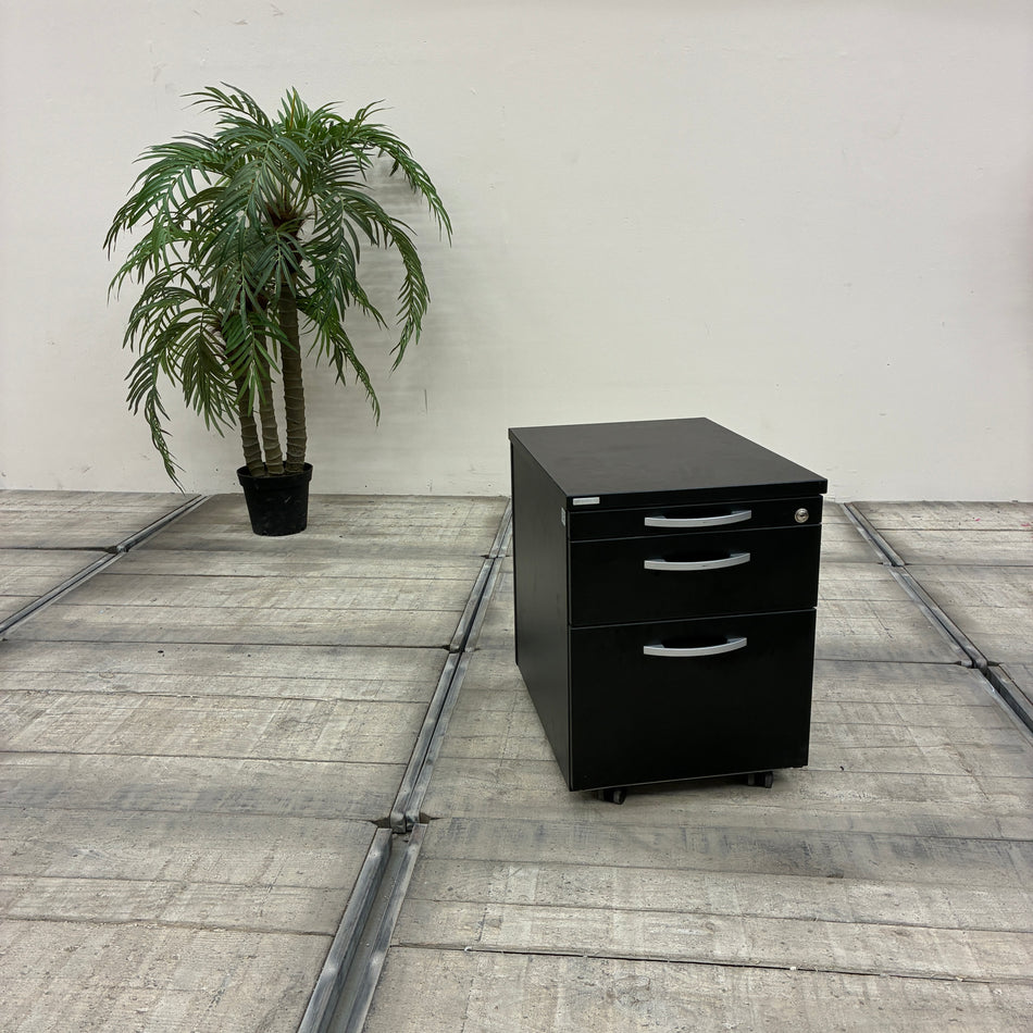 PALMBERG Rollcontainer Schwarz Holz Mit 3 Schubladen Büro Gebraucht