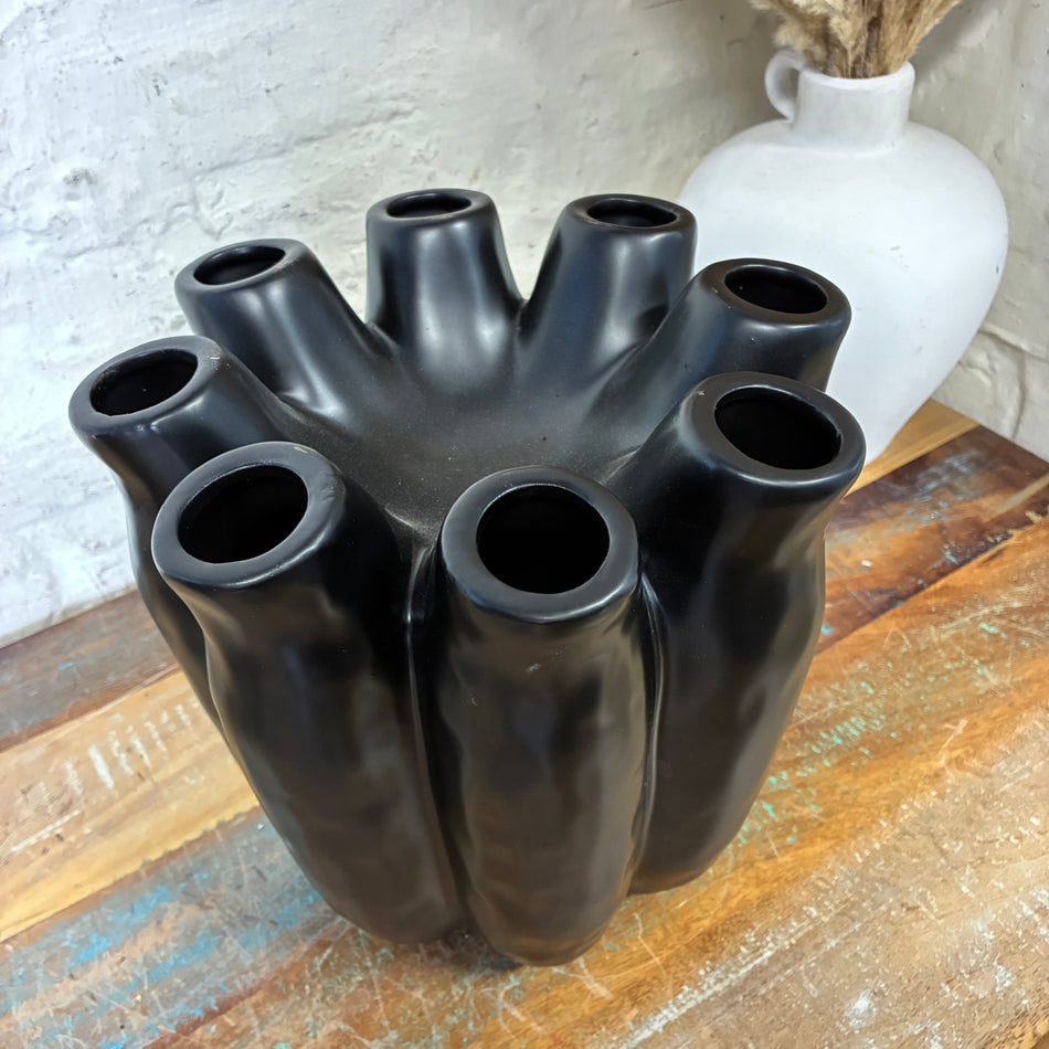 Luna Tube Vase schwarz Keramik 24cm