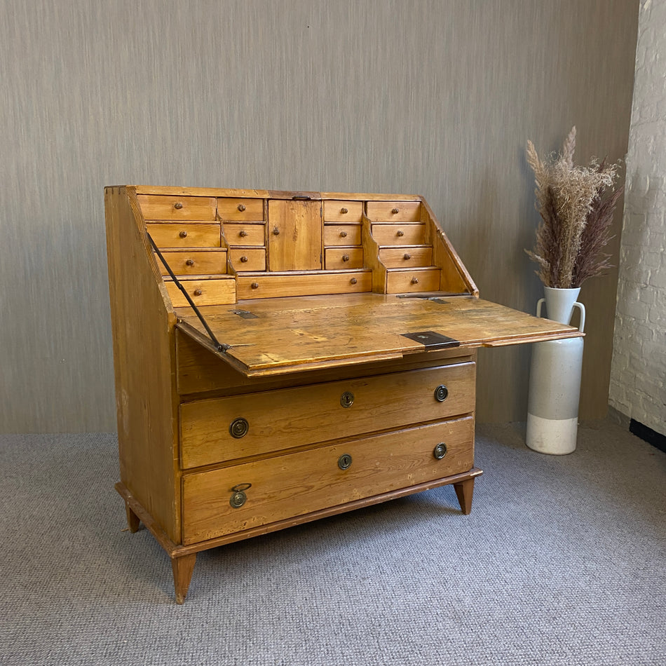 Vintage Sekretär antik Massivholz Weichholz Schubladen Schrank Bauernstil