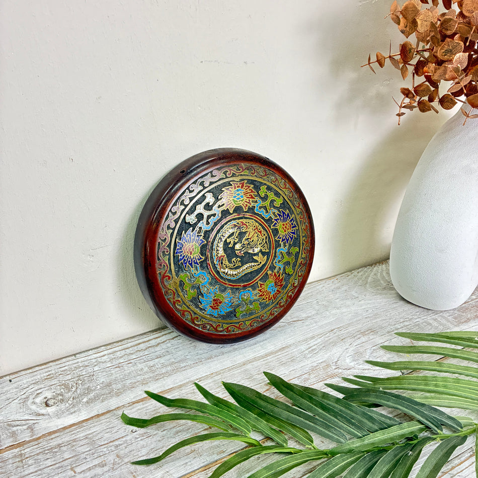 Chinesischer Cloisonné Wandteller Dekorteller Drachenmotiv Deko Gebraucht