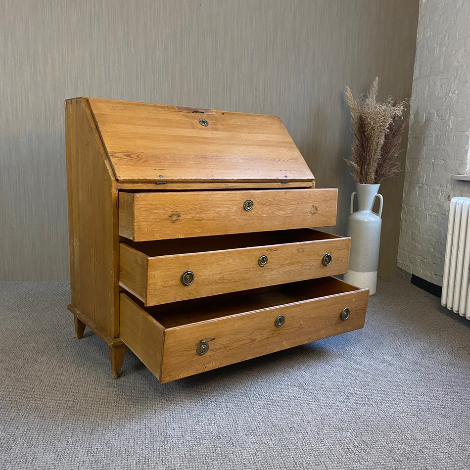Vintage Sekretär antik Massivholz Weichholz Schubladen Schrank Bauernstil