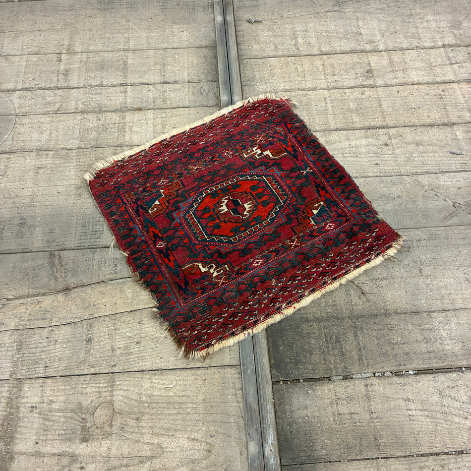Oriental Rug Bridge Wall Hanging Small Rug Red Used