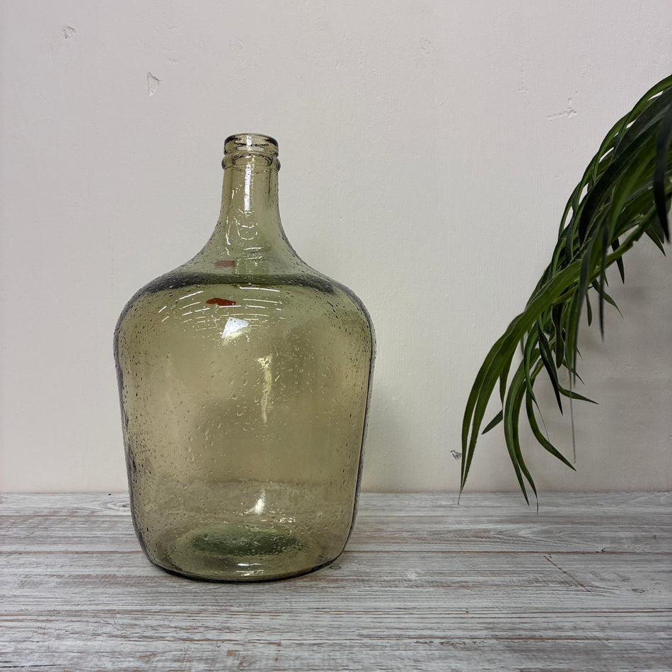 Vase Beige Glas Vintage Deko Vase Altglas Flasche 30cm