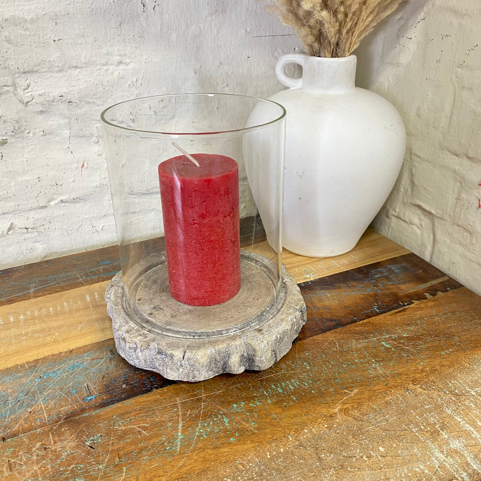 Windlicht Hidde Zement Glas 20cm Deko