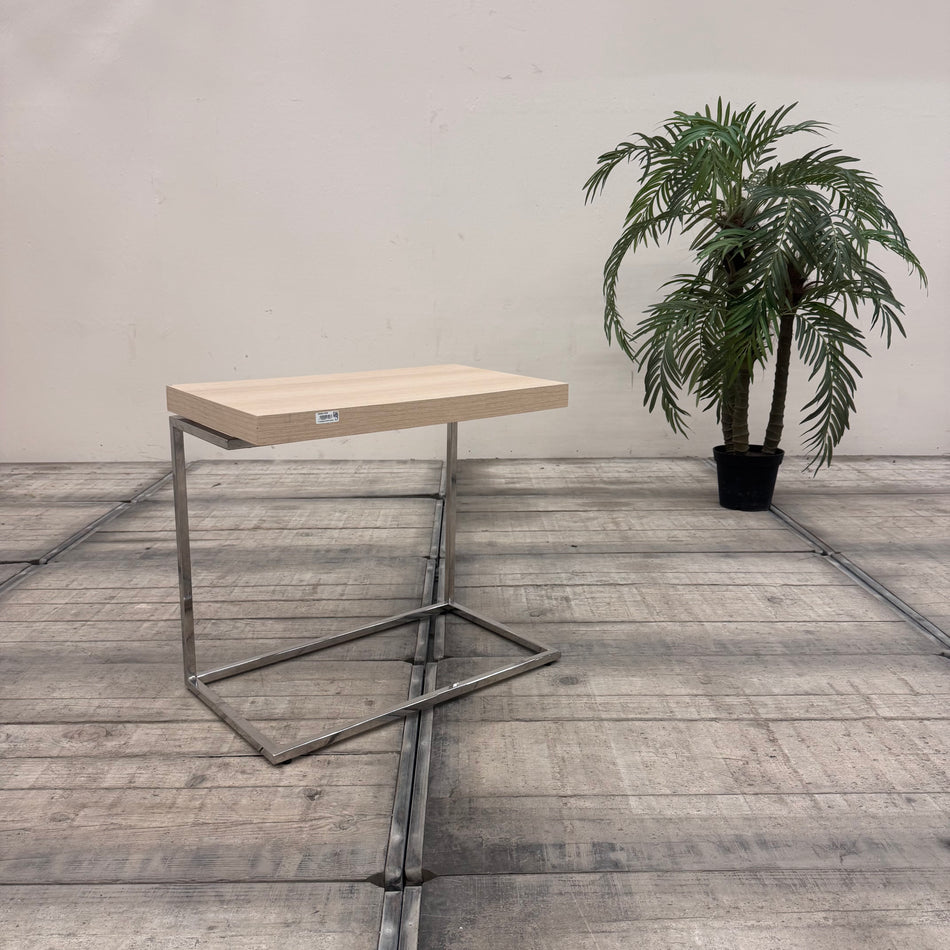 Beistelltisch C-Form 70cm Eiche Holz mit Metallgestell Couchtisch Tisch Gebraucht