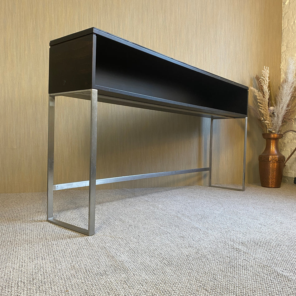 Konsole Chrom gebraucht dunkelbraun Holz Glas Tisch 170cm