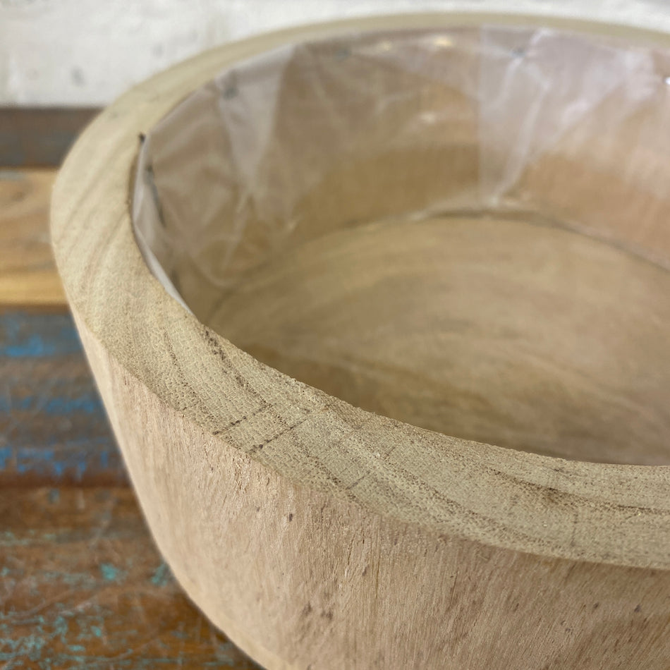Holz Blumentopf Vollholz mit Kunststoff Beschichtung 22x7 natürlich Übertopf