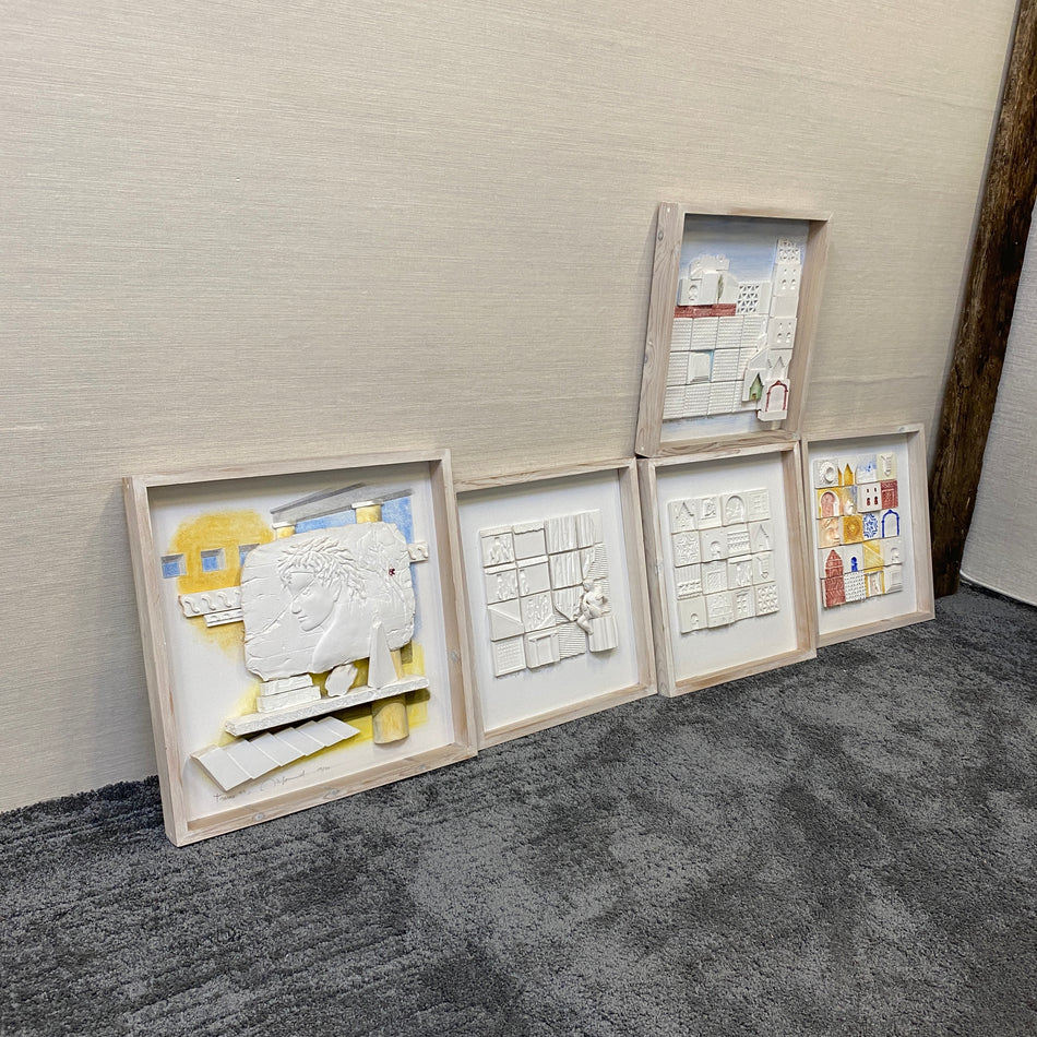 Relief Bild im Holzrahmen moderne Wandkunst mit 3D-Struktur gebraucht