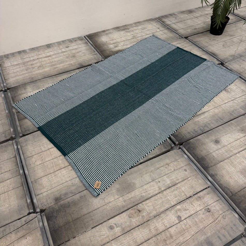 Design Baumwollteppich Grün 140x200 Streifenmuster Neu