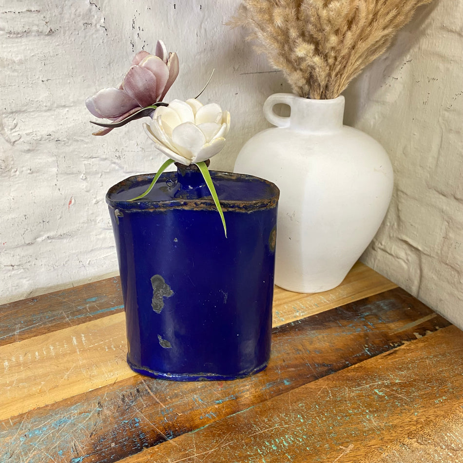 Jady Vase Flakon blau Metall 20cm Blumenvase