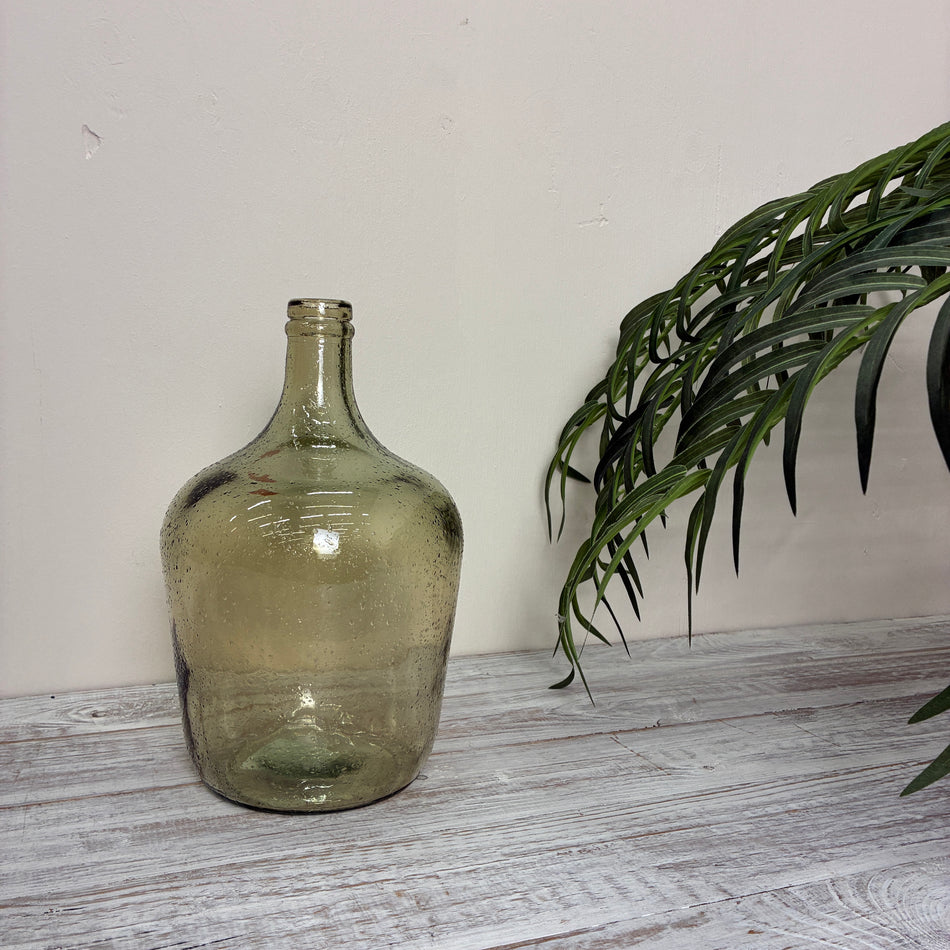 Vase Beige Glas Vintage Deko Vase Altglas Flasche 30cm