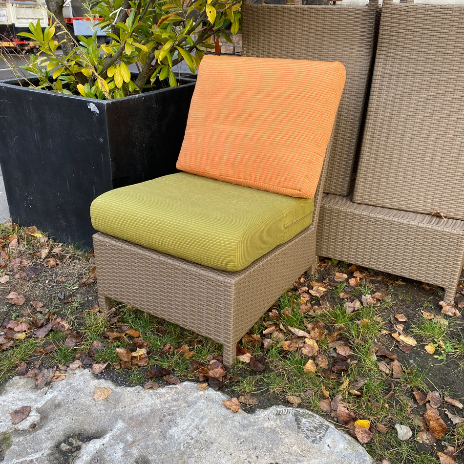 Rattan Sessel gebraucht orange grün matt dunkel