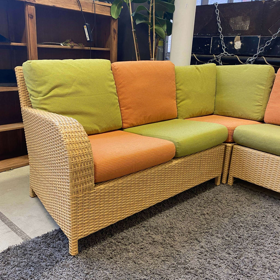 Outdoor Rattan Set Sofa 2-Sitzer mit Ecksessel Sessel hell Kombi