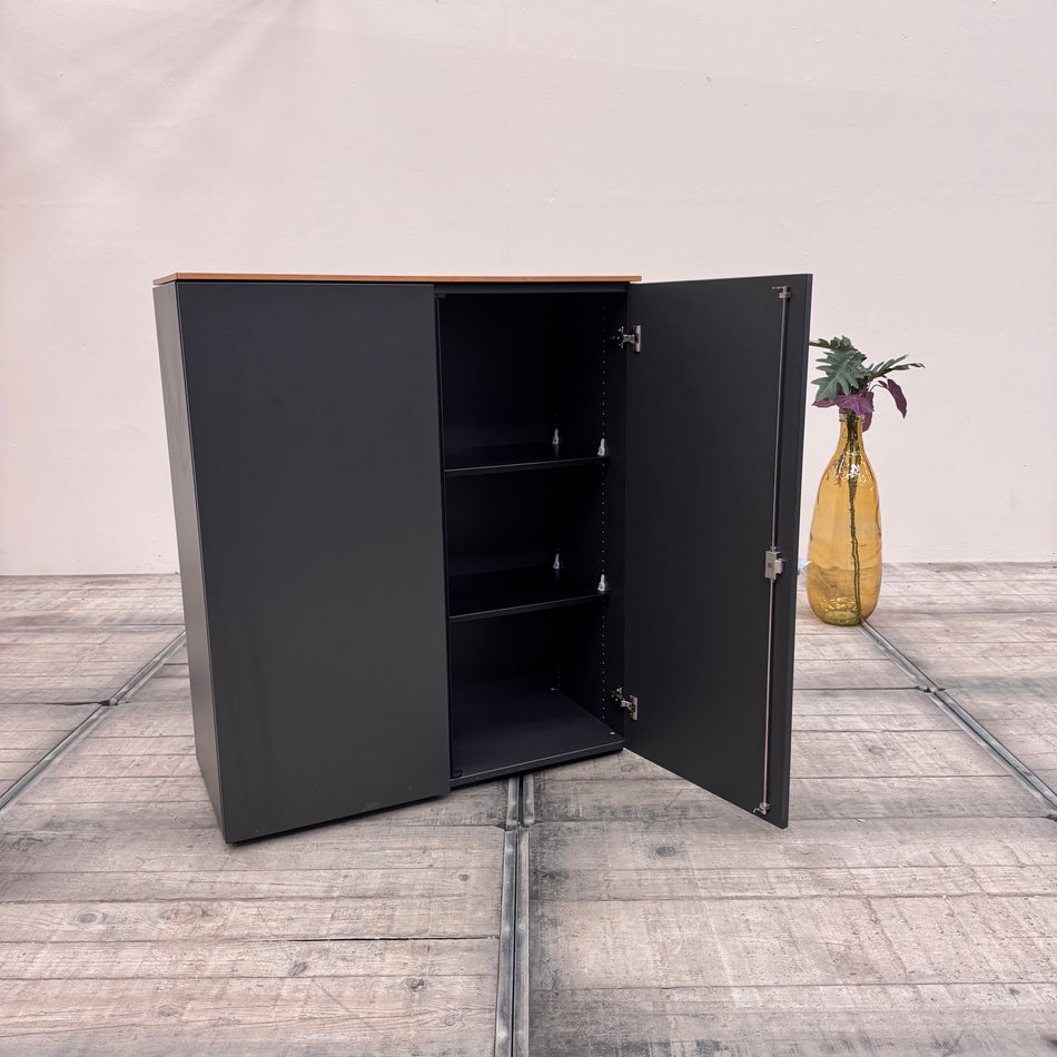 Planmöbel Highboard 120cm 3OH Anthrazit Holz Büro Schrank gebraucht