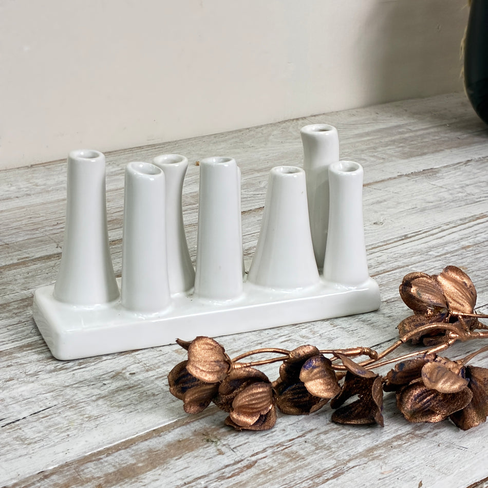 Keramik Mehrfach-Vase 8 Öffnungen Röhrenvase Weiß Vase Gebraucht