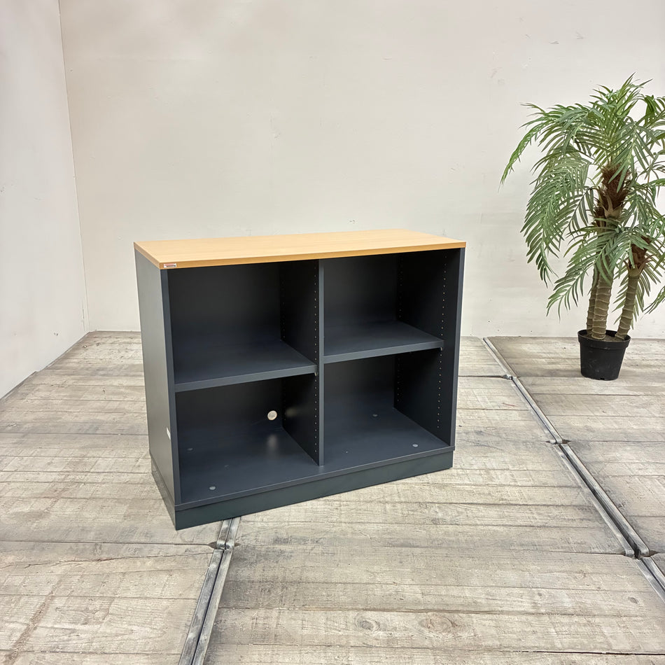 Assmann Büroregal Kleinregal Anthrazit Braun Holz 4 Fächer Regal Sideboard Gebraucht