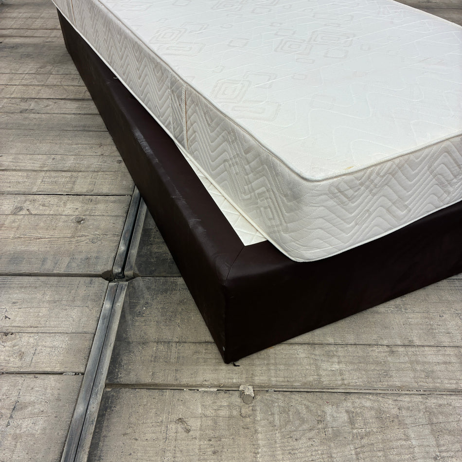 FBF Boxspringbett 80x200 Dunkelbraun Kunstleder inkl Federkern Matratze Gebraucht
