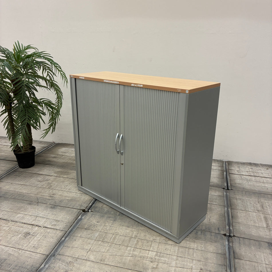Palmberg Querrollladenschrank 120x115 Aktenschrank Grau Buche 2OH Büro Schrank Gebraucht