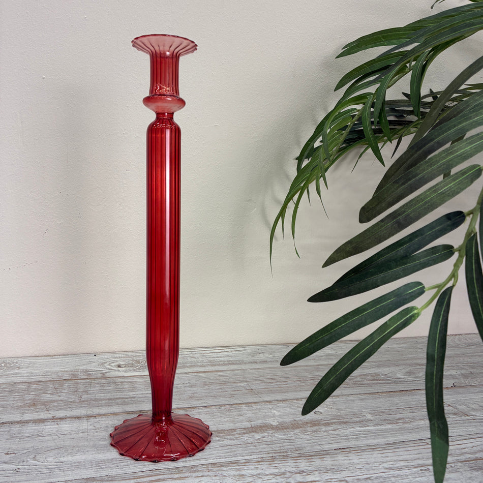 Kerzenständer rot Glas Ständer Deko Kerzenhalter 35cm