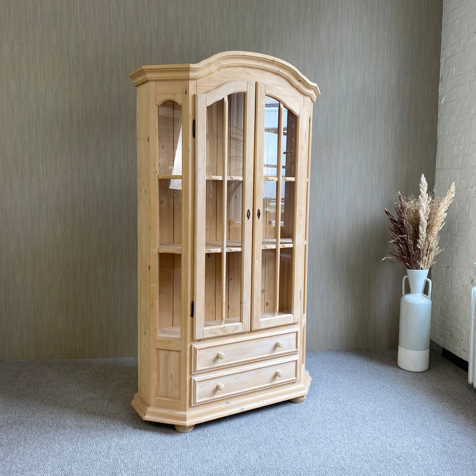 Vitrine gebraucht Kiefernholz Schrank mit Schubladen Fächer