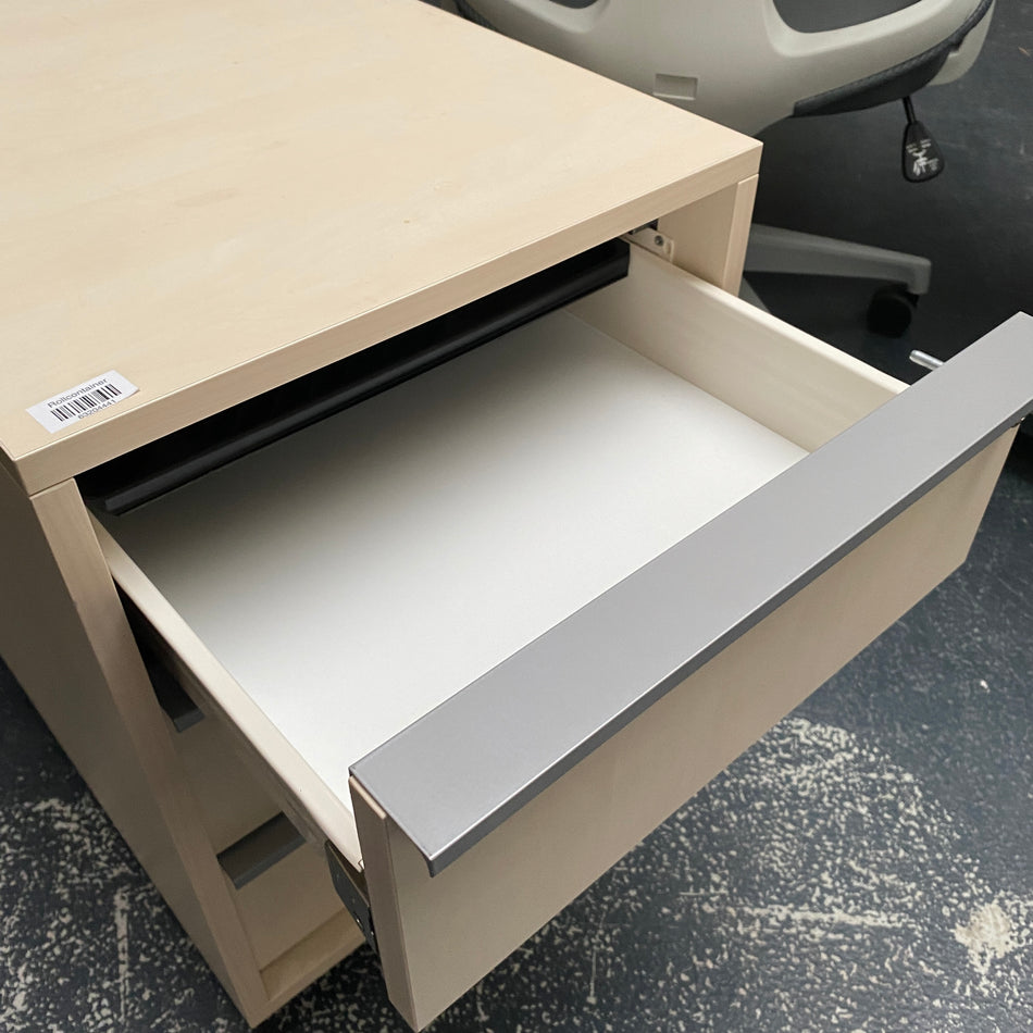 Büro Rollcontainer Holz hell mit 3 Schubladen & Schloss abschließbar gebraucht