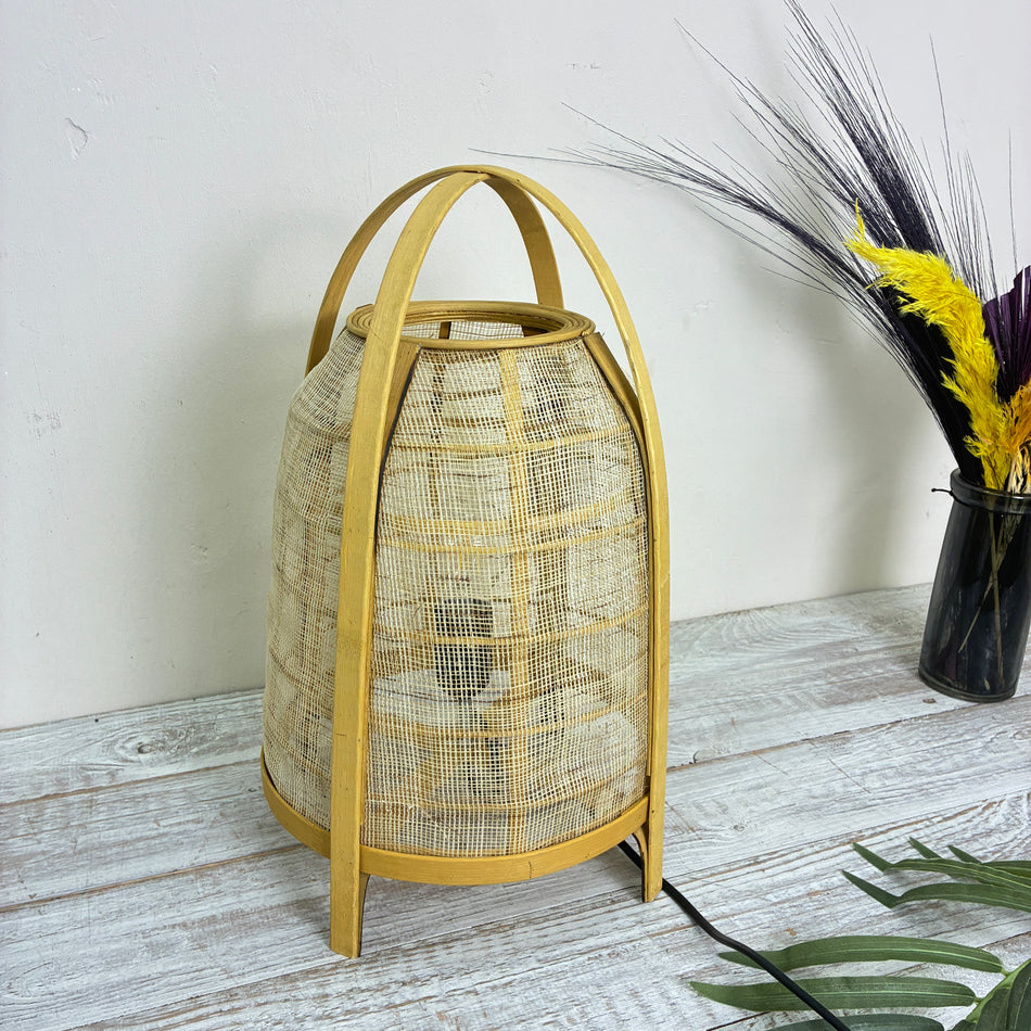 KidsDepot Tischlampe Boho Bambus Rattan Jute Natur