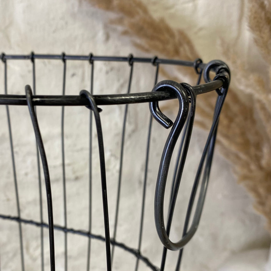 Korb schwarz Metall 43cm hoch Gitter Aufbewahrung