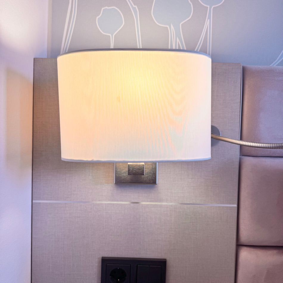 Hotel Wall Lamp Fabric Shade Silver Wall Light Lamp Used