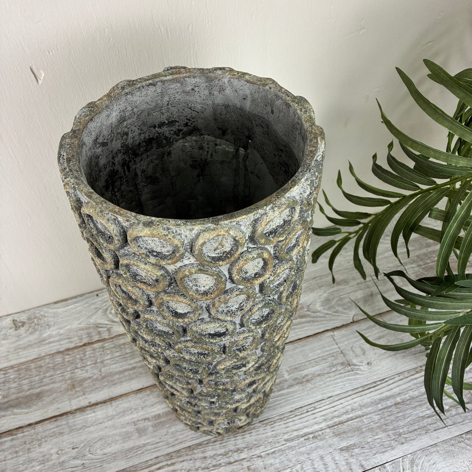 PTMD Ginte Blumentopf Übertopf Hoch Zement Grau Gold