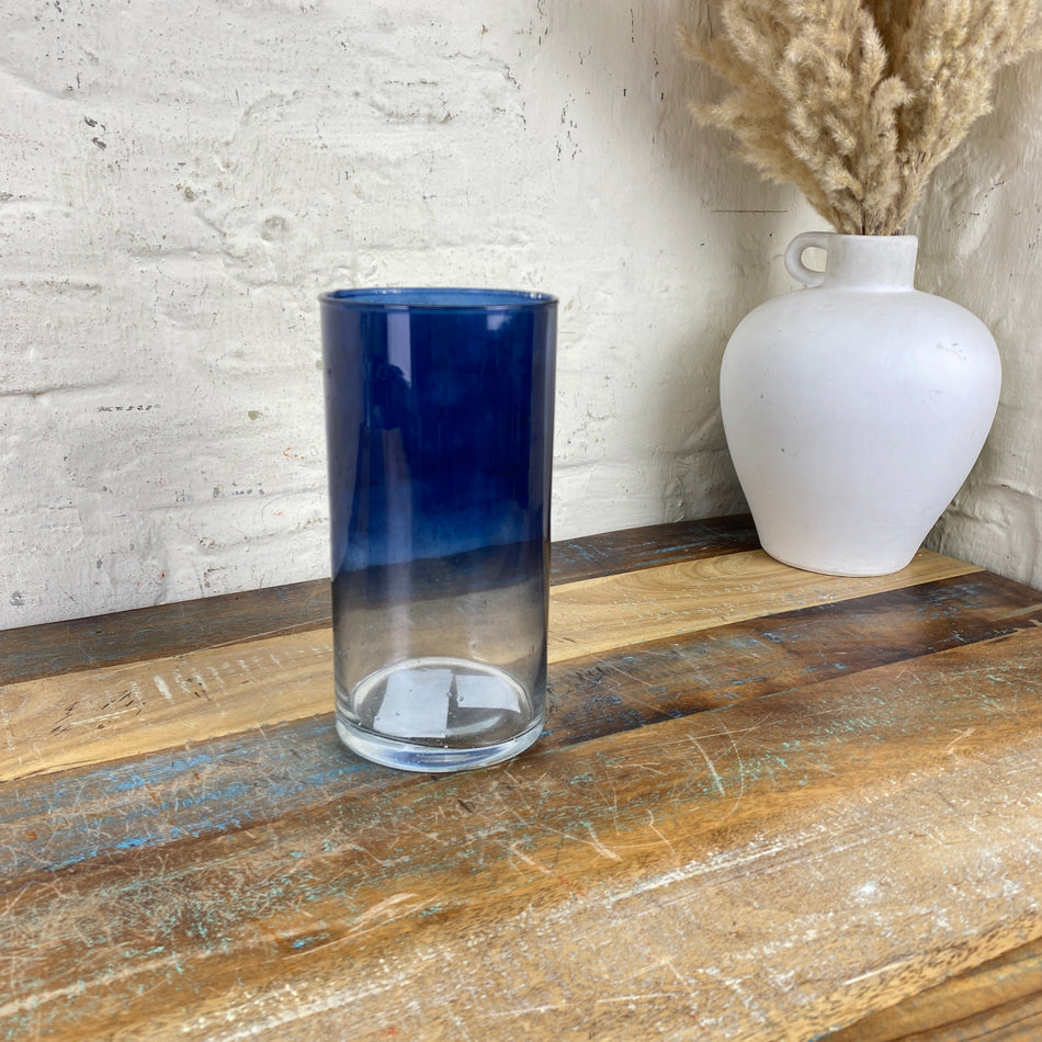 Vase blau Glas Farbverlauf Deko 20cm