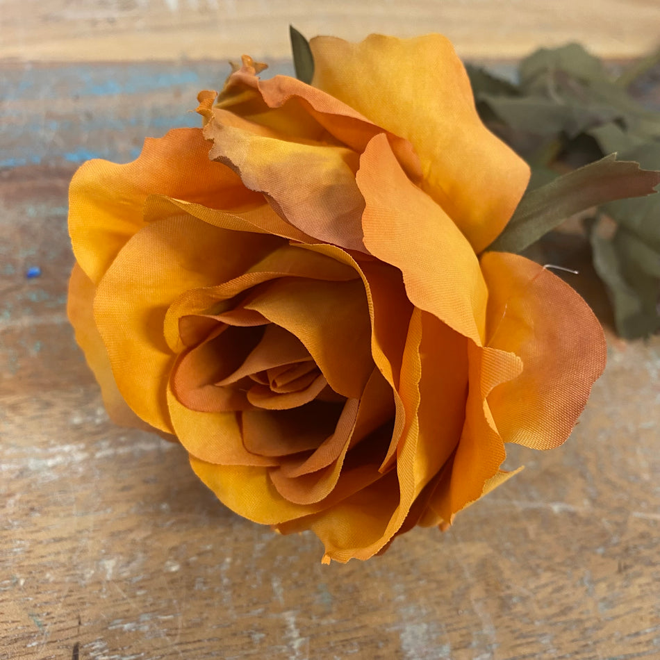 Countryfield Kunstblume Rose dunkelgelb 62cm Kunststoff