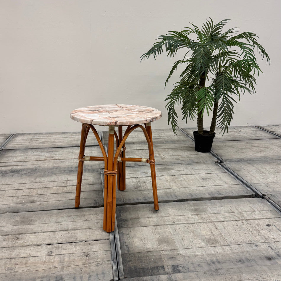 VEGA Beistelltisch Rund Hell Marmoroptik Holz Tisch gebraucht