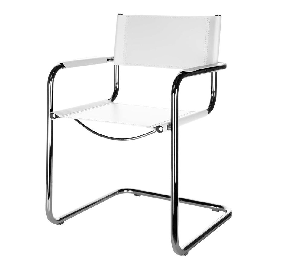 Denver Freischwinger Klassiker Besucherstuhl Leder weiß