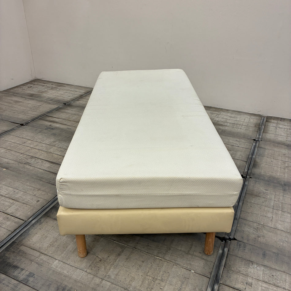 Boxspringbett creme 90x200 Kunstleder Inkl. Matratze Bett Gebraucht