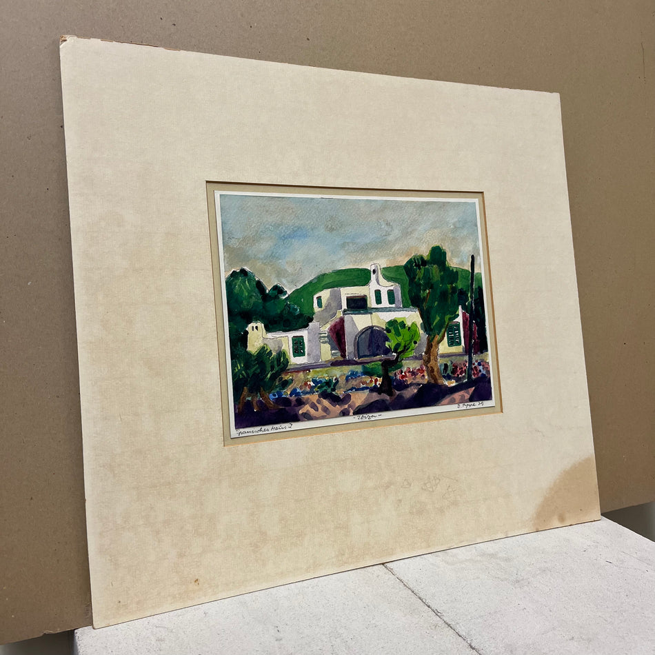 Druckgrafik im Passepartout „Spanisches Haus I -Ibiza-“ 1979