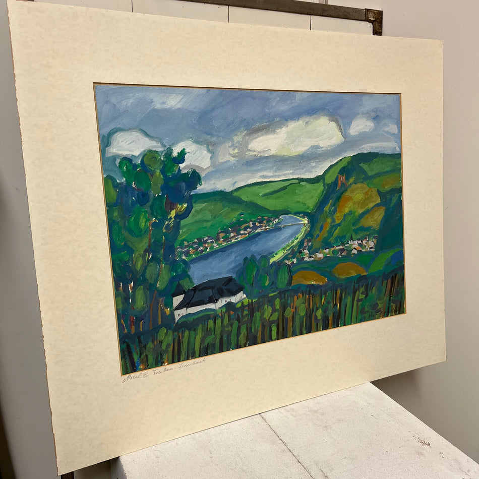 Druckgrafik im Passepartout „Mosel III“ 1977