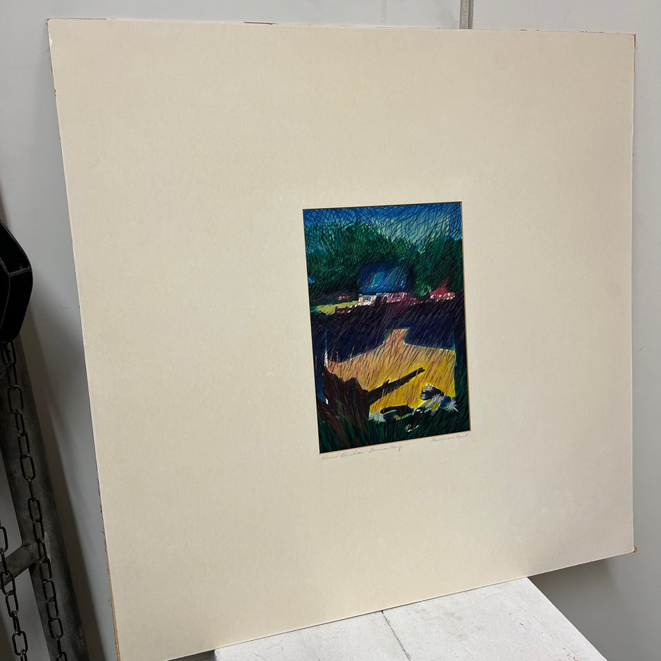 Druckgrafik im Passepartout „Sommerabend“ 1982