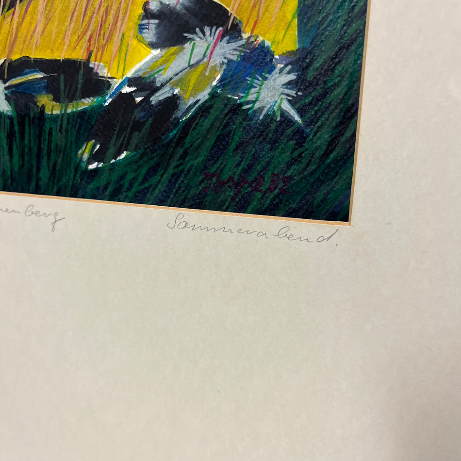 Druckgrafik im Passepartout „Sommerabend“ 1982
